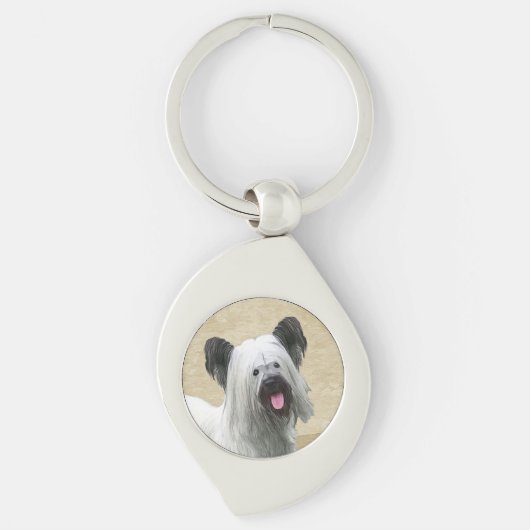 Skye Terrier Painting - Cute Original Dog Art Sleutelhanger (Voorkant)