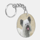 Skye Terrier Painting - Cute Original Dog Art Sleutelhanger (Voorkant Links)