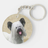 Skye Terrier Painting - Cute Original Dog Art Sleutelhanger (Achterkant)