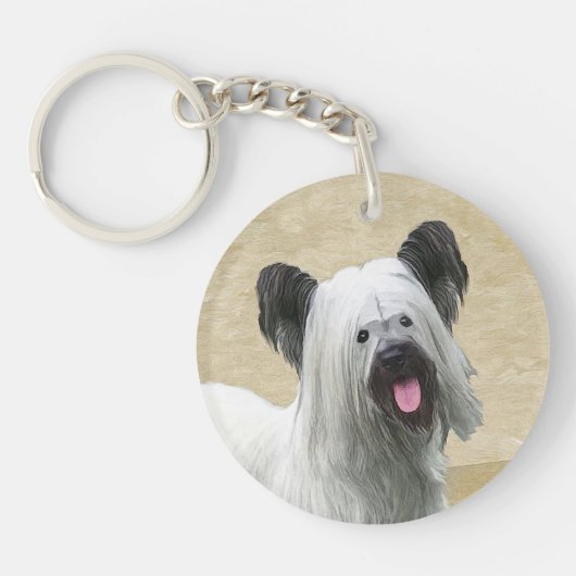 Skye Terrier Painting - Cute Original Dog Art Sleutelhanger (Voorkant)