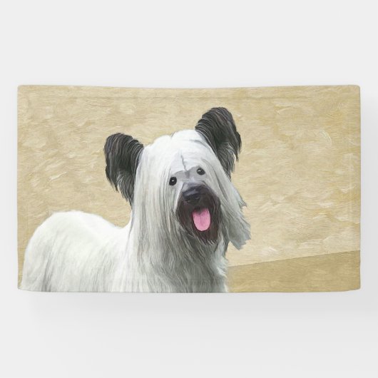 Skye Terrier Painting - Cute Original Dog Art Spandoek (Horizontaal)