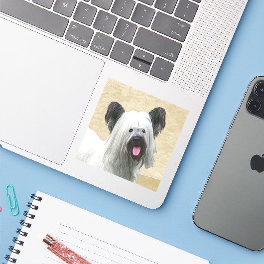 Skye Terrier Painting - Cute Original Dog Art Sticker (Laptop met iPhone)