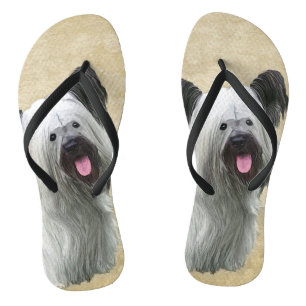 Skye Terrier Painting - Cute Original Dog Art Teenslippers
