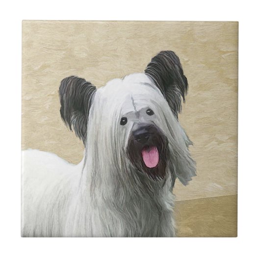 Skye Terrier Painting - Cute Original Dog Art Tegeltje (Voorkant)