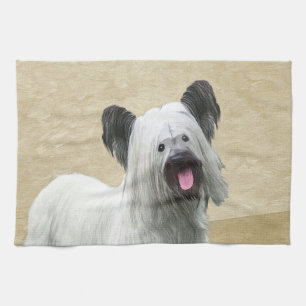 Skye Terrier Painting - Cute Original Dog Art Theedoek