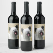 Skye Terrier Painting - Cute Original Dog Art Wijn Etiket (Flessen)