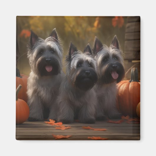 Skye Terrier Pup Autumn Delight Pompoen  Magneet (Voorkant)