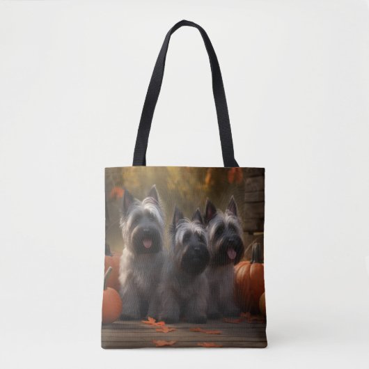 Skye Terrier Pup Autumn Delight Pompoen Tote Bag (Voorkant)