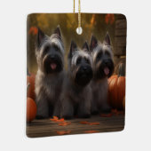 Skye Terrier Pup Autumn Delight Pumpkin Keramisch Ornament (Rechts)
