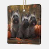 Skye Terrier Pup Autumn Delight Pumpkin Keramisch Ornament (Links)