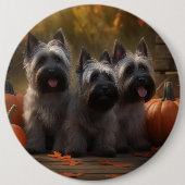 Skye Terrier Pup Autumn Delight Pumpkin Ronde Button 6,0 Cm (Voorkant)