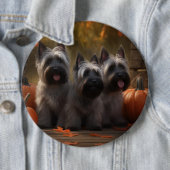 Skye Terrier Pup Autumn Delight Pumpkin Ronde Button 6,0 Cm (In situ)