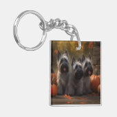 Skye Terrier Pup Autumn Delight Pumpkin Sleutelhanger (Voorkant Links)