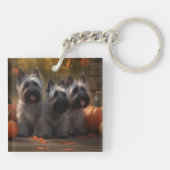 Skye Terrier Pup Autumn Delight Pumpkin Sleutelhanger (Achterkant)