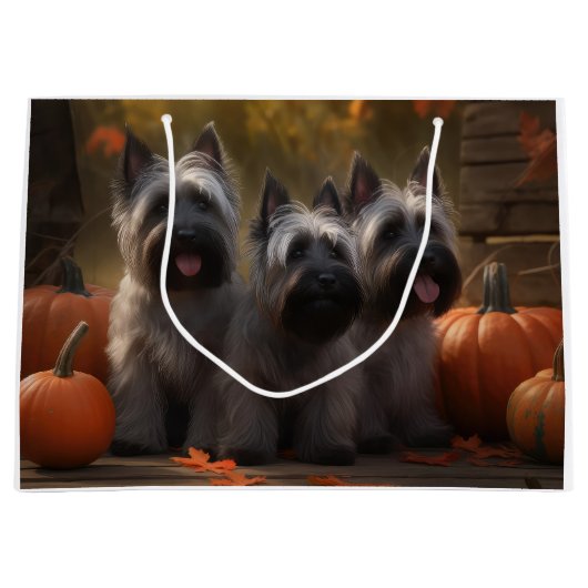 Skye Terrier Puppy Herfst Delight Pompoen Groot Cadeauzakje (Voorkant)