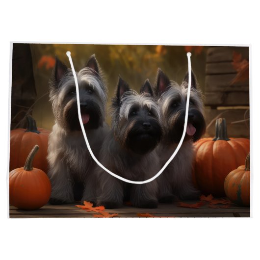 Skye Terrier Puppy Herfst Delight Pompoen Groot Cadeauzakje (Achterkant)