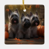 Skye Terrier Puppy Herfst Delight Pompoen Keramisch Ornament (Voorkant)