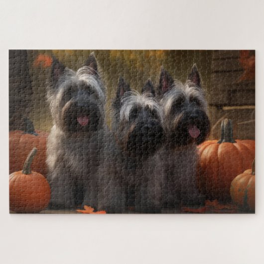Skye Terrier Puppy Herfst Delight Pompoen Legpuzzel (Horizontaal)
