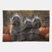 Skye Terrier Puppy Herfst Delight Pompoen Theedoek (Horizontaal)