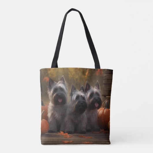 Skye Terrier Puppy Herfst Delight Pompoen Tote Bag (Achterkant)