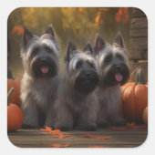 Skye Terrier Puppy Herfst Delight Pompoen Vierkante Sticker (Voorkant)