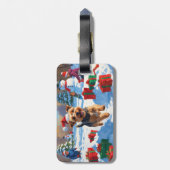 Skye Terrier Rent in de Sneeuw met Kerstmuts Bagagelabel (Achterkant verticaal)