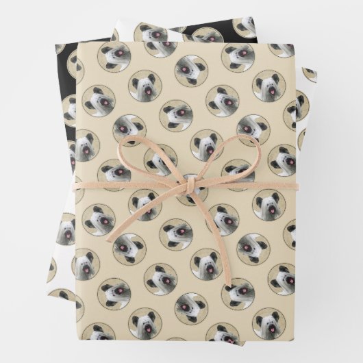 Skye Terrier Schilderen Zilver Grijs Originele Hon Inpakpapier Vel (In situ)