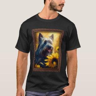 Skye Terrier Schilderij Zonnebloem Bloem Moeder Vr T-shirt