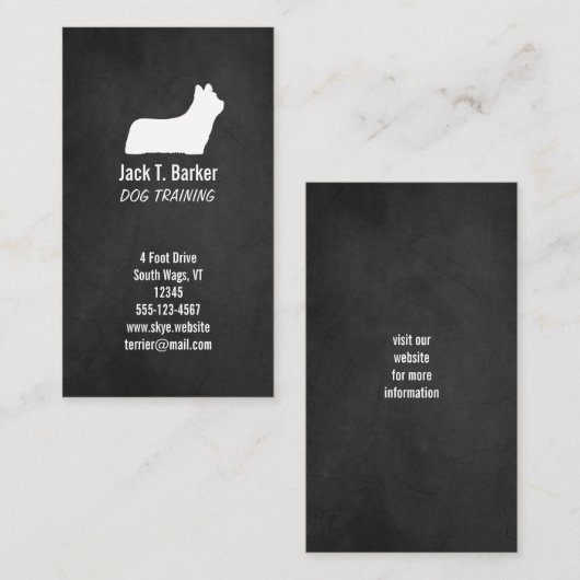 Skye Terrier Silhouette Chalkboard Style Verticle Visitekaartje (Voorkant / Achterkant)