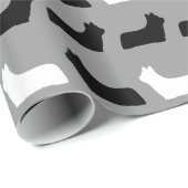 Skye Terrier Silhouetten Patroon Cadeaupapier (Rol Hoek)