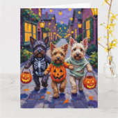 Skye Terrier Trick-or-Treating Halloween Costumes Kaart (Gele Bloem)