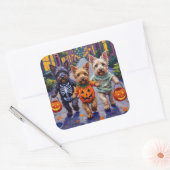 Skye Terrier Trick-or-Treating Halloween Costumes Vierkante Sticker (Envelop)