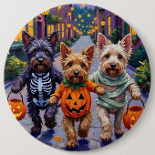 Skye Terrier Trick-or-Treating Halloween Kostuums Ronde Button 6,0 Cm (Voorkant)
