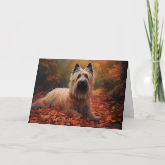 Skye Terrier tussen Herfstbladeren Fall Inspireert Kaart (Voorkant)