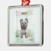Skye Terrier Watercolor Personalized Dog Metalen Ornament (Links)