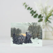Skye Terriers Snowy Sunset Briefkaart (Staand voorkant)