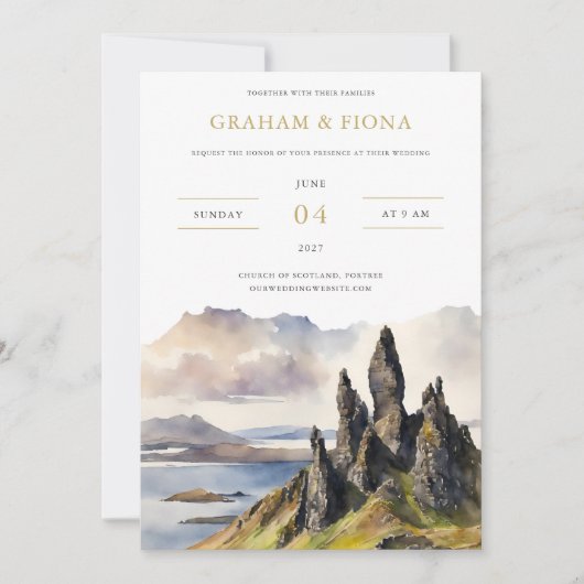 Skye Watercolor Invitation Kaart (Voorkant)