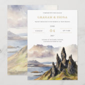 Skye Watercolor Invitation Kaart (Voorkant / Achterkant)