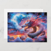 Skyfire Surge – Chinese Airbrush Dragon in Clouds Briefkaart (Voorkant / Achterkant)