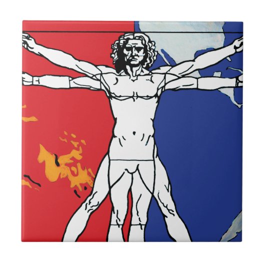 Skylab 2 Vitruvian Man Missie Patch Logo Tegeltje (Voorkant)