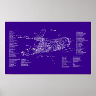 Skylab blauwdruk poster