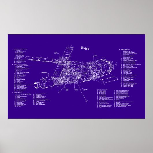 Skylab blauwdruk poster (Voorkant)