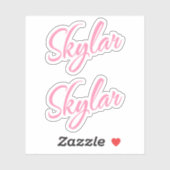 Skylar decoratieve naam in roze x2 Sticker (Vel)