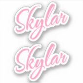 Skylar decoratieve naam in roze x2 Sticker (Voorkant)