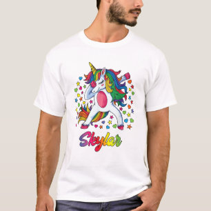 Skylar Persoonlijke Naam Eenhoorn Meisje Cadeau T- T-shirt