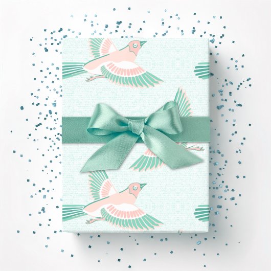 Skylark in Teal and Flamingo Cadeaupapier