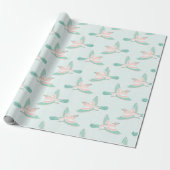 Skylark in Teal and Flamingo Cadeaupapier (Uitgerold)
