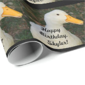 Skyler's verjaardag, schattige, witte eend, cadeau cadeaupapier (Rol Hoek)