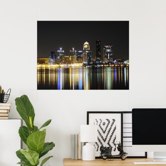 Skyline-afdruk van Louisville Poster (Thuiskantoor)