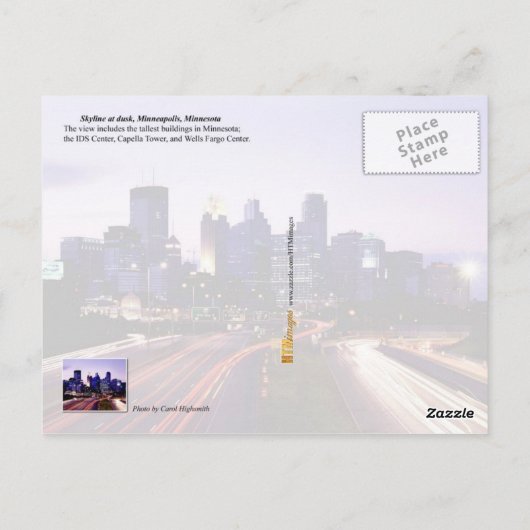 Skyline at dusk, Minneapolis, Minnesota Briefkaart (Achterkant)